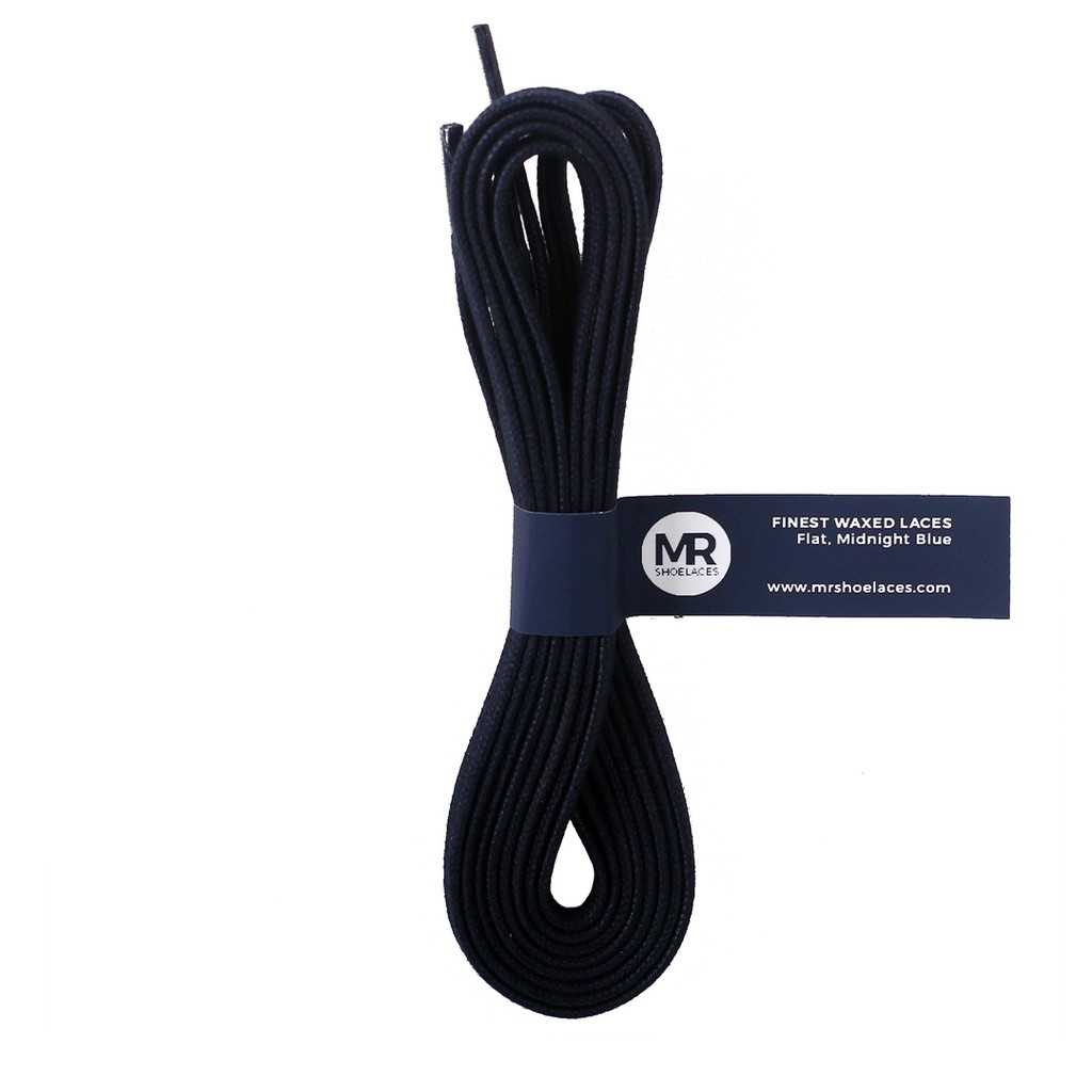 MR Shoelaces FT29 Midnight Blue - Tali Sepatu Lilin 6-7mm Gepeng Flat Pipih (Waxed Laces) 90cm 120cm 150cm 200cm - Premium Shoelace