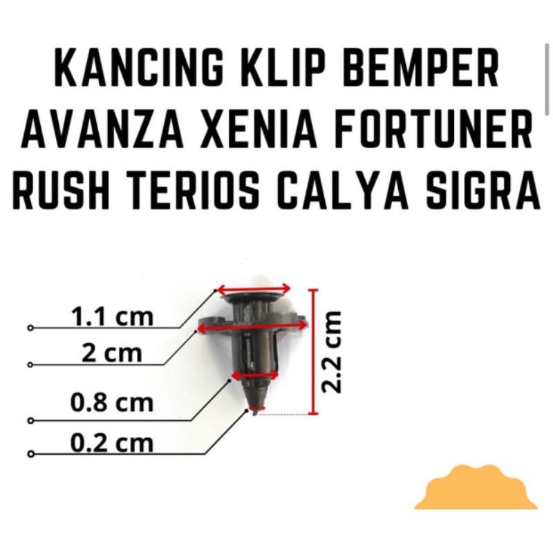 Klip Kancing Bemper Mobil Plastik Rivet 8mm Grill Toyota Avanza Veloz Agya Livina Liner Xenia Daihatsu Mirage Grand Max
