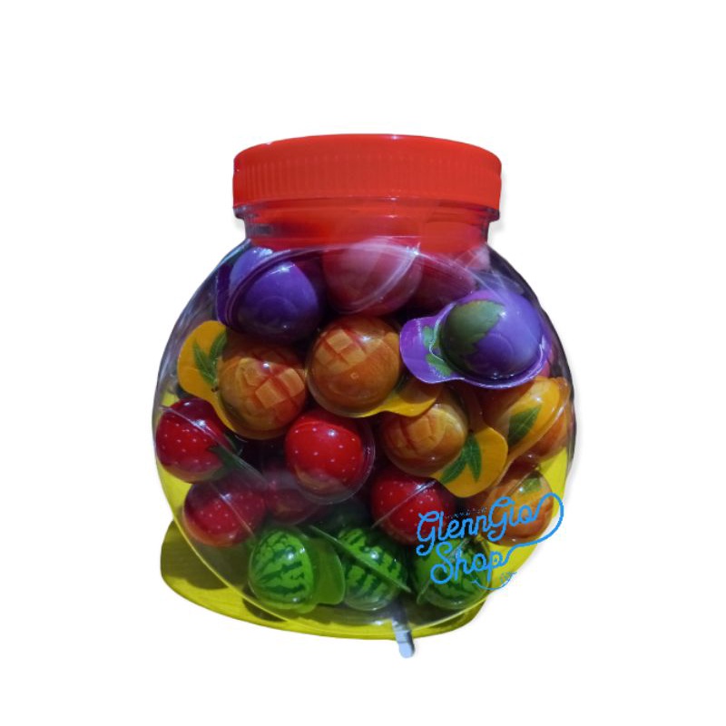 Permen Lunak Bola bentuk Buah toples isi 50 pcs