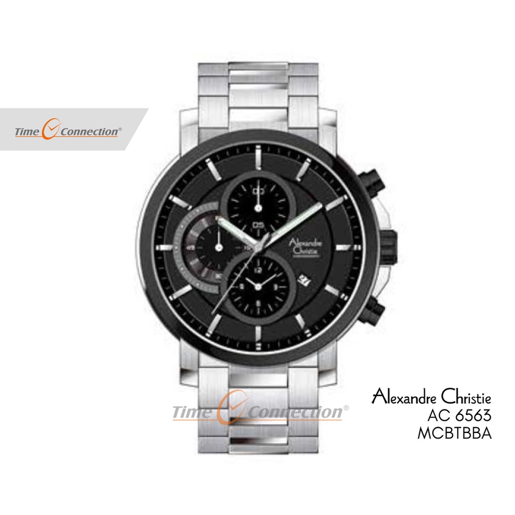 Alexandre Christie AC 6563 MCBTBBA Silver Hitam Original / Jam Tangan Pria Analog Rantai / Silver Bl