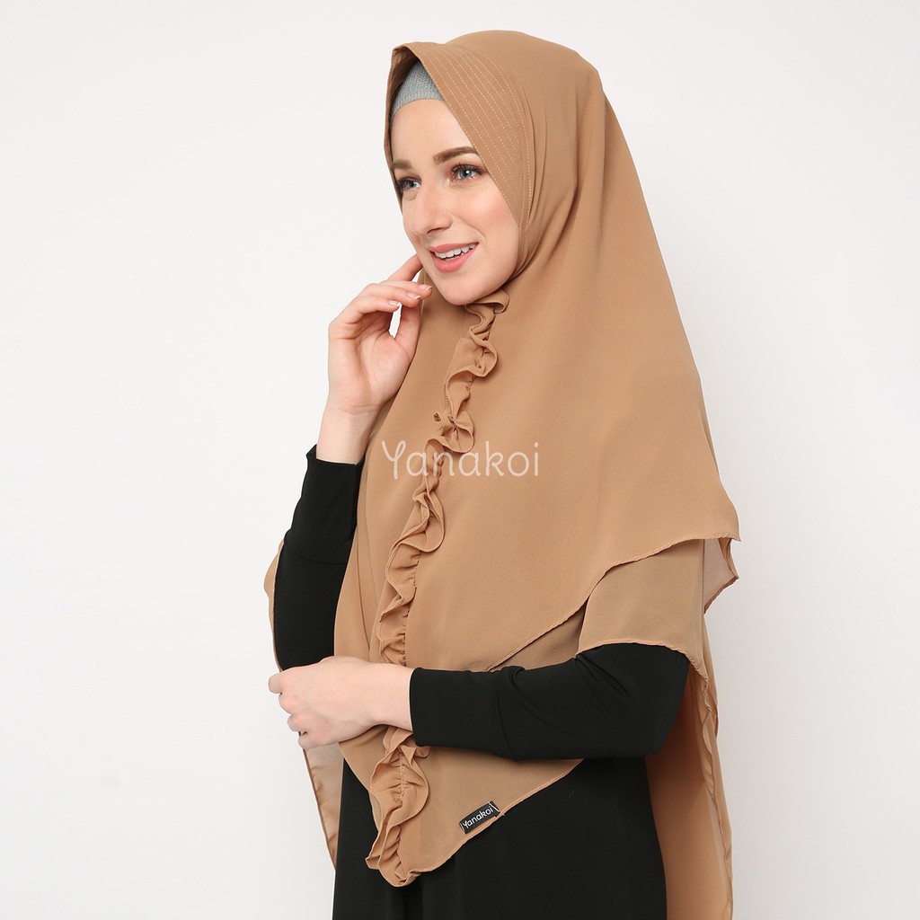 Jilbab Kerudung Khimar Sasmirra by Yanakoi Hijab Warna Mocca