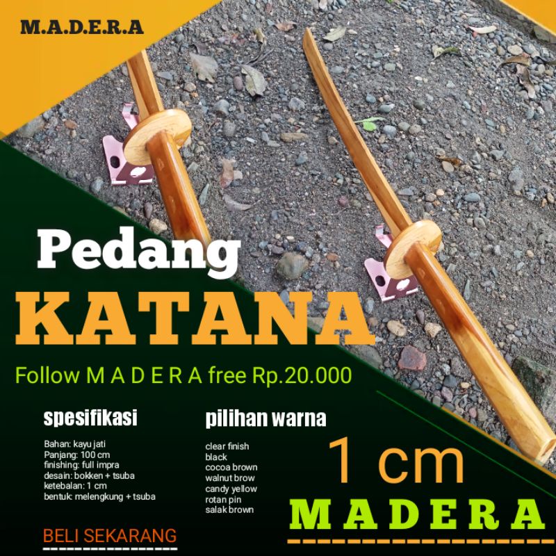 pedang kayu katana 1 cm