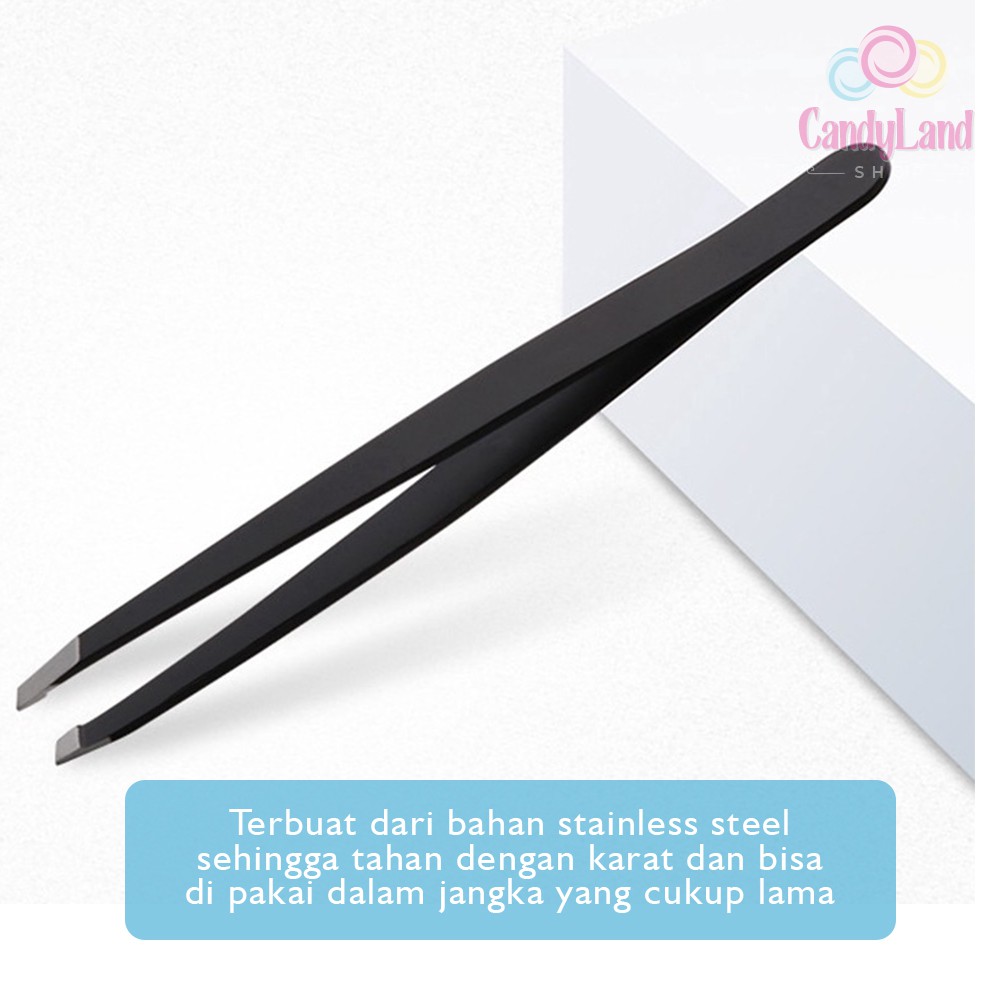 Pinset Penjepit Pencabut Bulu Mata Alis Ujung Miring Stainless Slant Tweezer