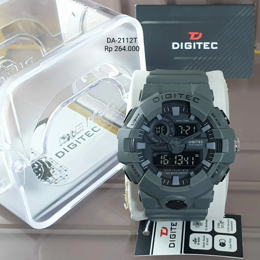 Jam Tangan Digitec 2112T dualtime original alarm tanggal hari aktif