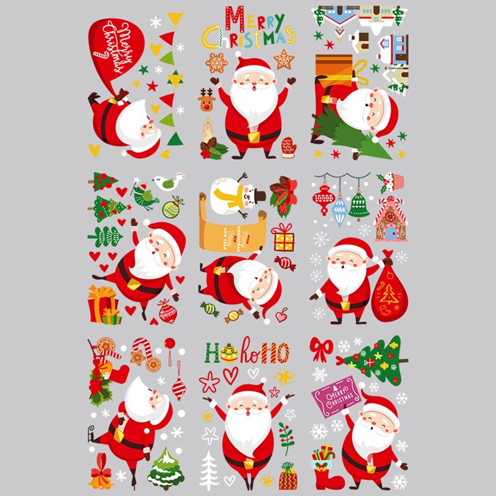 Populer 9lembar/Set Jendela Stiker Statis Jendela Toko Hadiah Removable DIY Xmas Ornamen