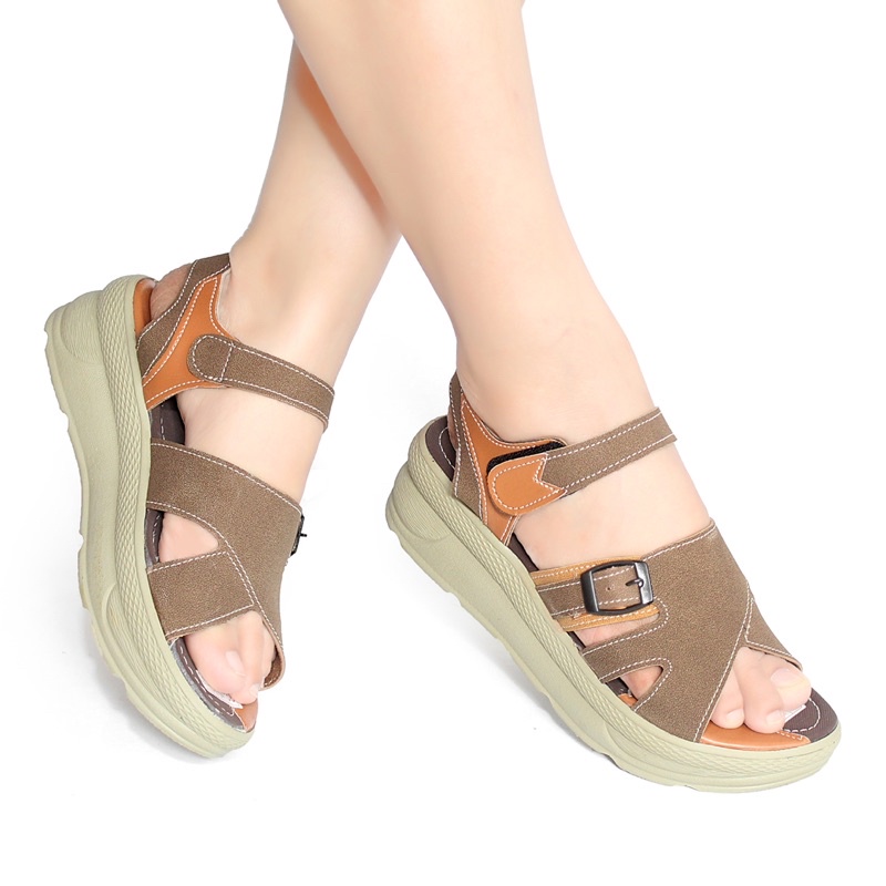 WEDGES SANDAL TALI 5cm ORI MULAN WANITA CASUAL SENDAL PEREMPUAN TERBARU MURAH KARET PESTA 2440-4
