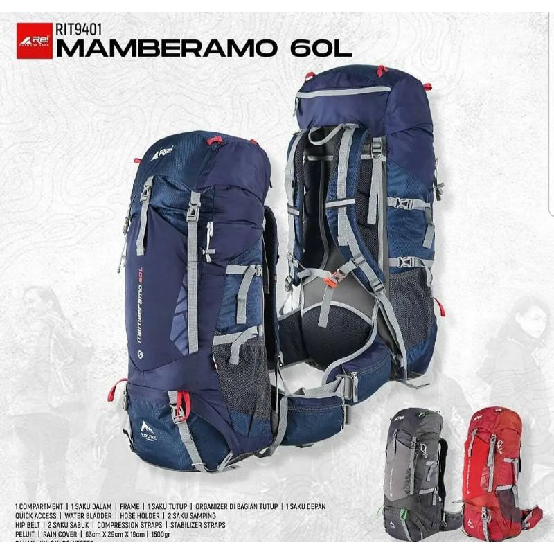 Tas Carrier ARei 60L / Tas Carrier ARei Mamberamo Original include Rain cover