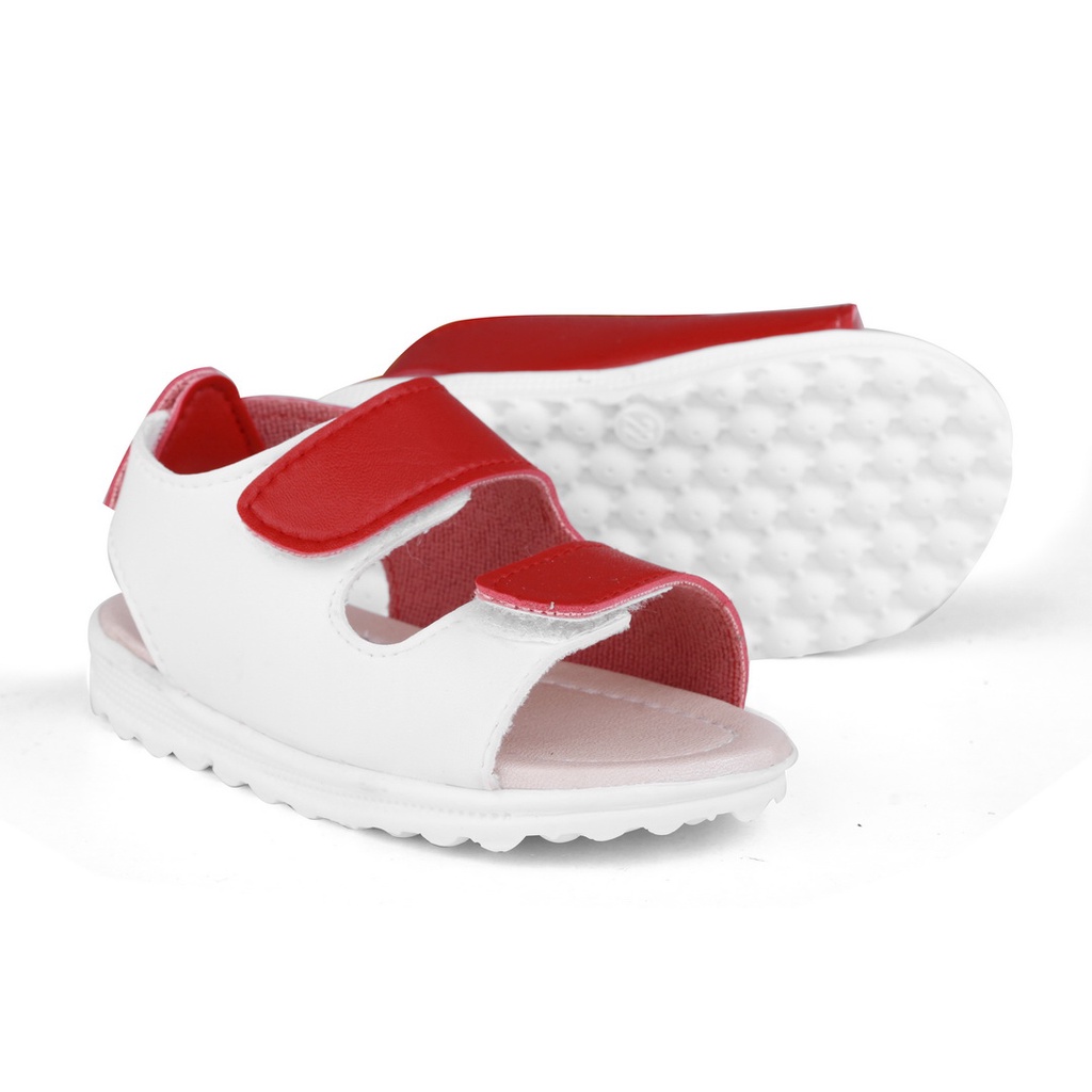 sandal anak unisex dua warna merah putih RDW