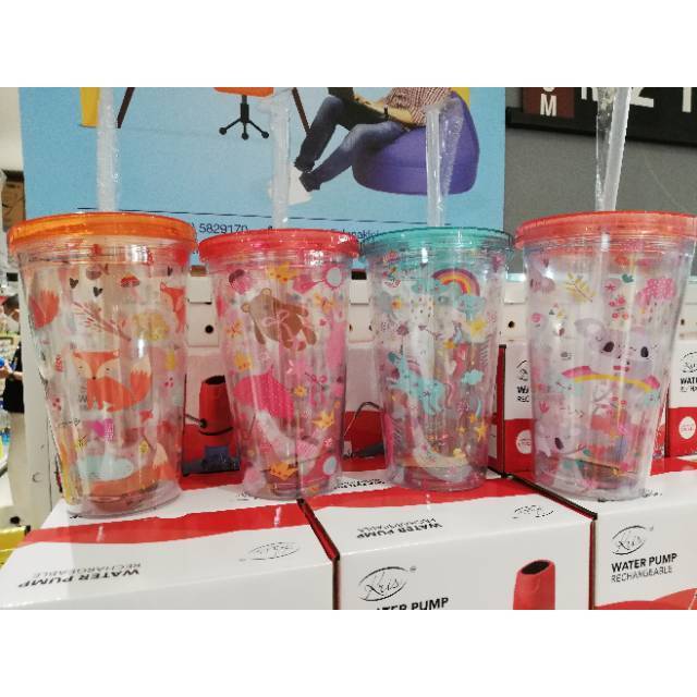 Tumblr with straw koala, unicorn, fox, bear ace hardware / botol minum dengan sedotan