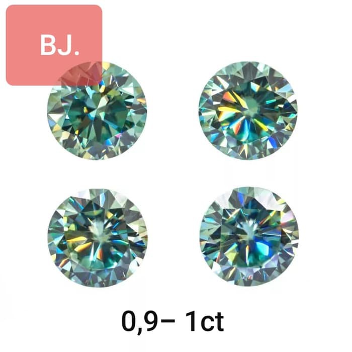 Batu Moissanite 6.5 MM - 8 MM Bluish Green Diamond Quality