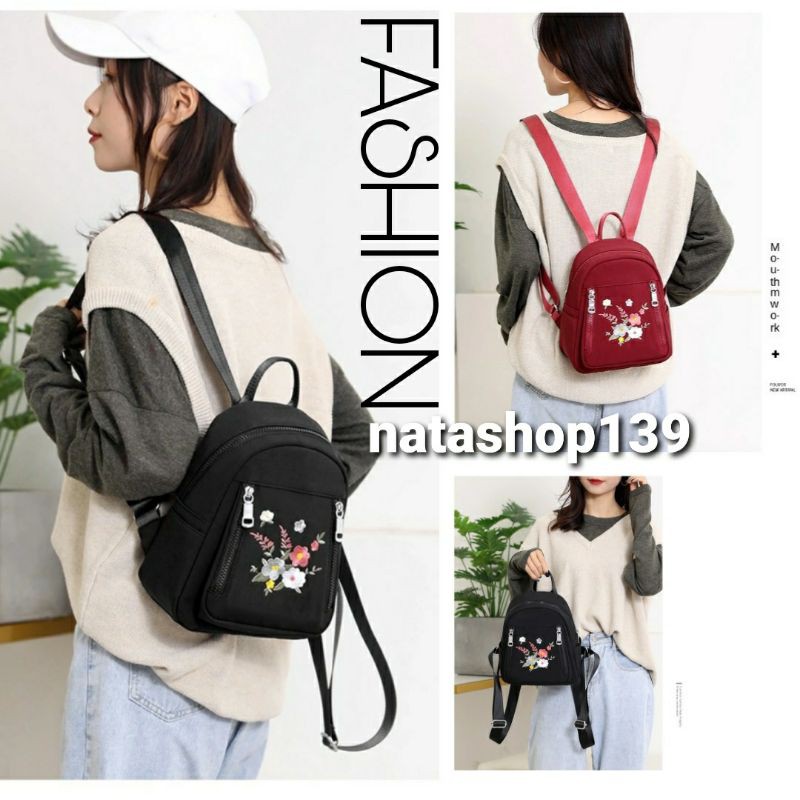 Hot Sale 2020 Fashion Women Backpack Flower Bordir Beautiful Bag Travel Student School Small Casual