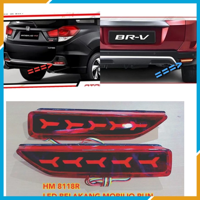 VARIASI Lampu rear reflektor bumper belakang MATA KUCING MOBIL HONDA MOBILIO / BRV + RUNNING SEN