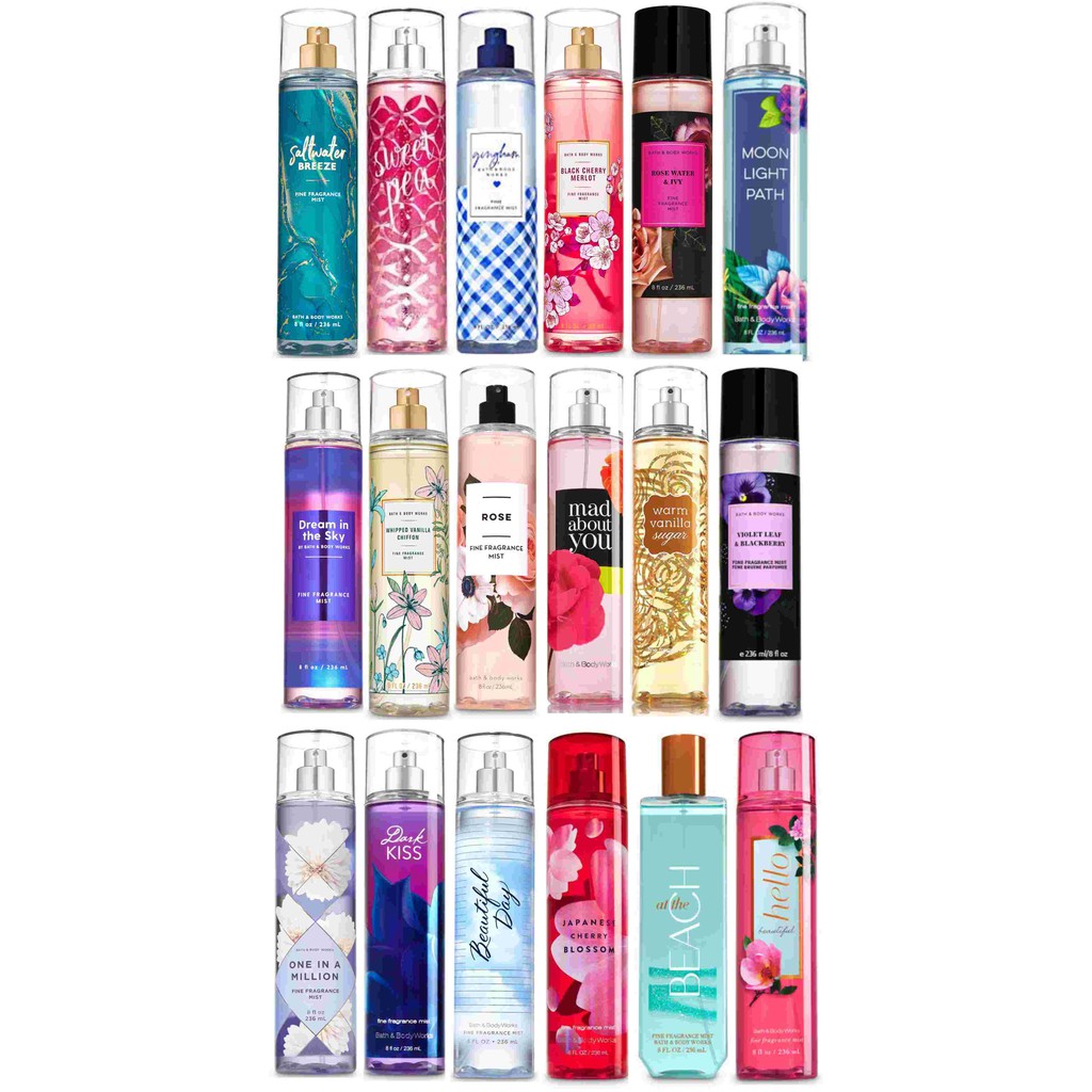 BBW Bath and Body Works Body Mist 236 ml Rose/Dark Kiss/Mad About You