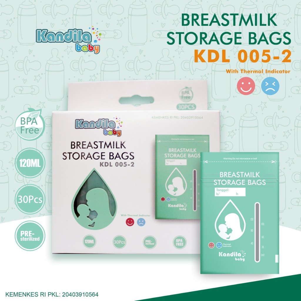 Kandila Breastmilk Storage Bags KDL 005-2 Kantong Asi Kandila 120 ml isi 30 pcs