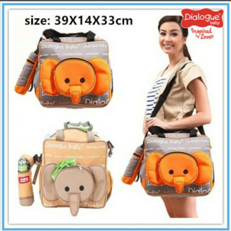 Tas Bayi Dialogue Baby Medium Gajah Cute Series DGT 7118 Warna Coklat