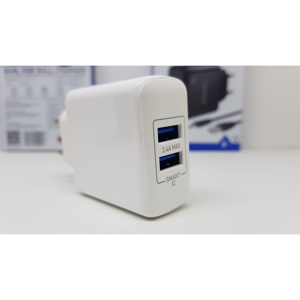 Head Charger ROKER ROCK RK-C09 Batok Casan ROKER 2 Output 2.4A 12W FastCharging Smart IC