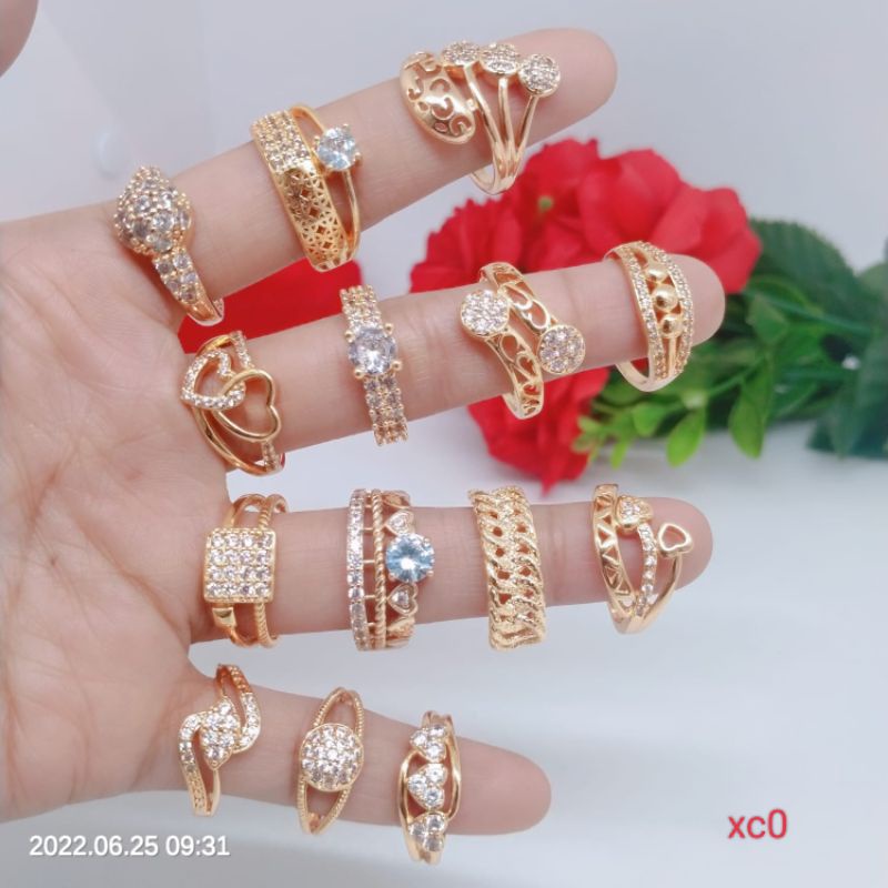 Grosir Cincin Random tdak bisa pilih motif Perhiasan Titanium Tembaga Perhiasan Aksesoris Lapis Emas 18,24 Karat Termurah Terlaris