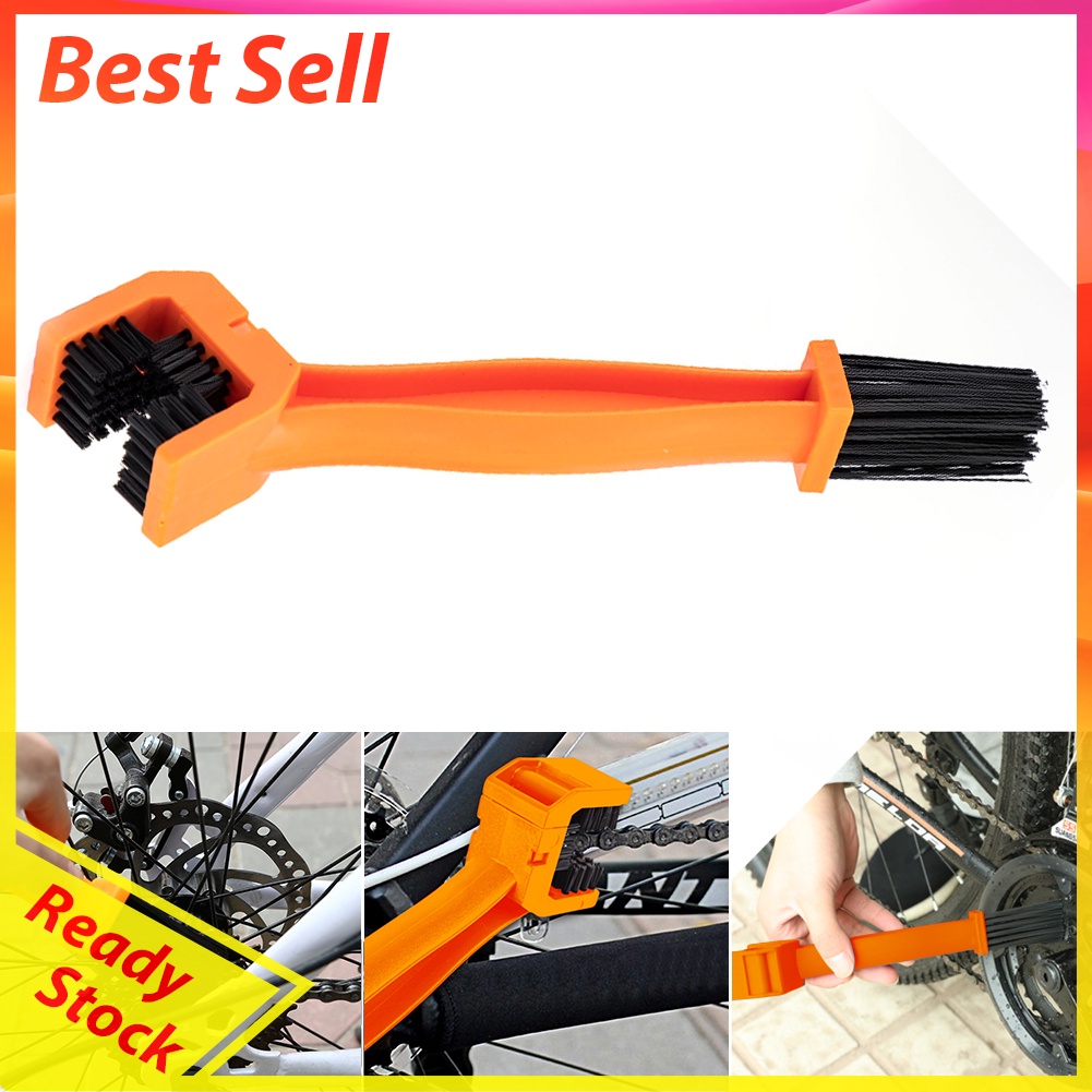 Motorcycle Bike Chain Brush MTB Bicycle Chain Scrubber Cleaning Tool Orange