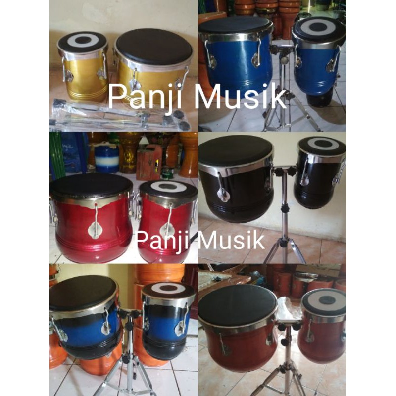 Kendang gendang ketipung kayu mahoni dangdut koplo hitam plus stand