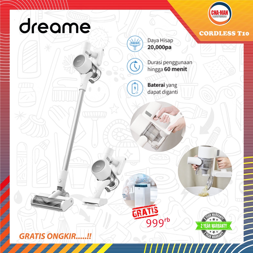 Dreame T10 Wireless Vacuum Cleaner Handheld Cordless Penyedot Debu