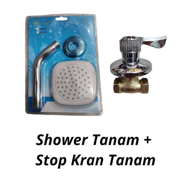 Paket Wall Shower Tanam 10cm dan Stop Kran Tanam Engkol Kuningan