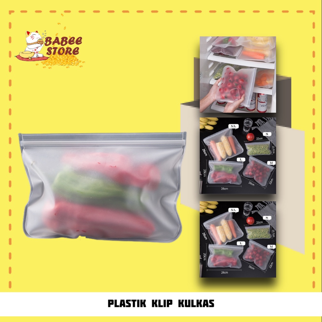 BABEE - PLASTIK KLIP MAKANAN KULKAS / PLASTIK ZIPLOCK PENYIMPANAN BAHAN EVA TEBAL REUSABLE