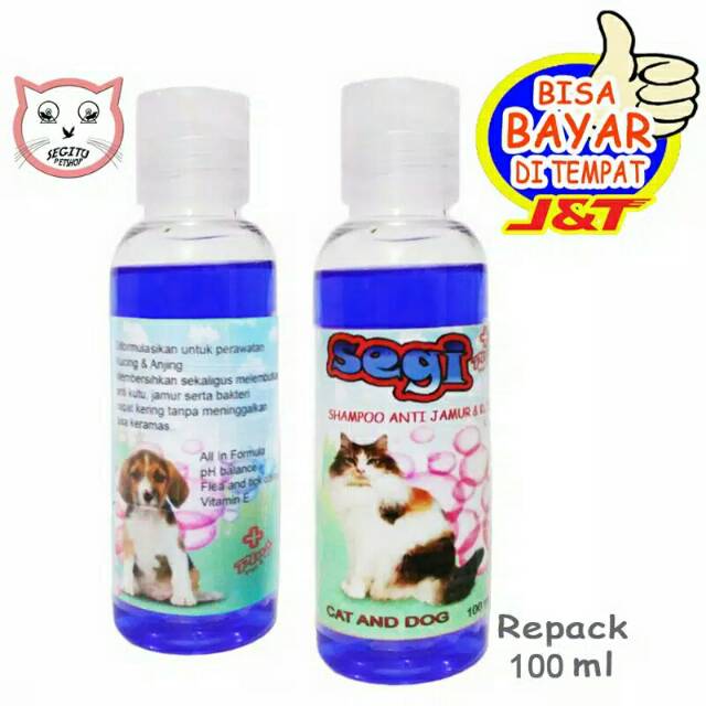 Shampo Kucing 100ml dan anjing anti kutu jamur Tic dan flea Segi plus