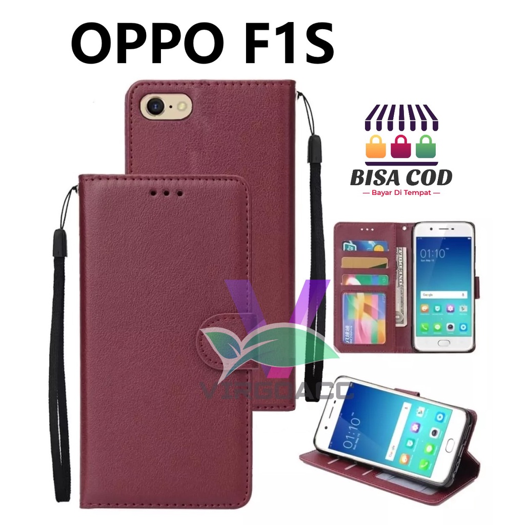 LEATHER CASE FLIP OPPO F1S-FLIP COVER KULIT SARUNG BUKU DOMPET-CASING WALLET LEATHER CASE OPPO F1S