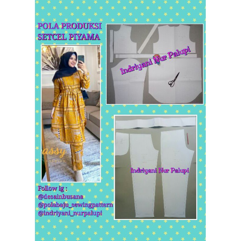 POLA PRODUKSI SETCEL PIYAMA 08 - Pola baju - Pola Instan