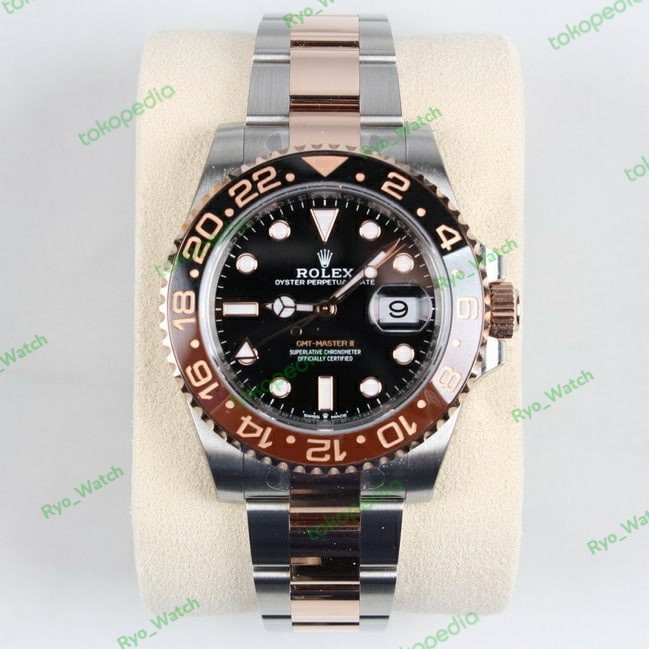 Jam Tangan Pria Rolex GMT-Master ll 126715 Everose Black Dial Swiss