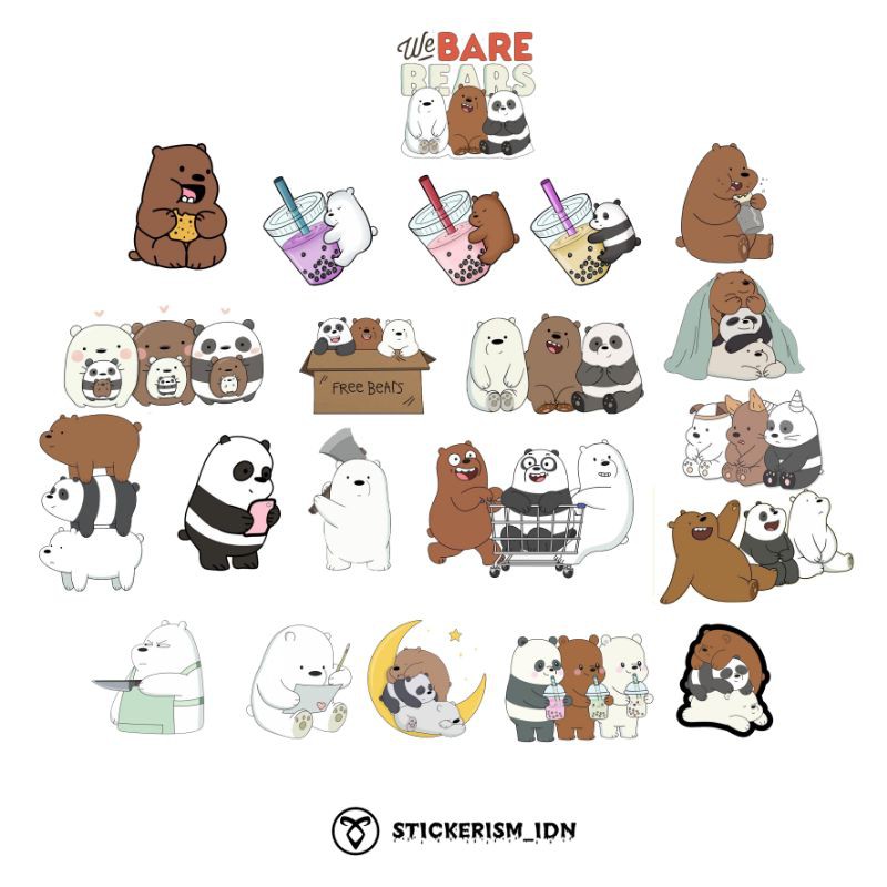 

STICKER / STIKER WE BARE BEARS TAHAN AIR [ISI 21 PCS]