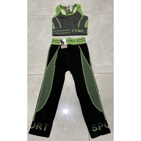 baju senam satu set pendek 7/8 / baju senam import 7/8 muat smpai bb 85kilo
