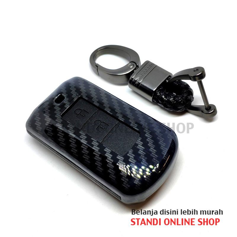 Cover Smartkey Sarung Kunci Mitsubishi All New Pajero Sport Outlander Carbon Hitam