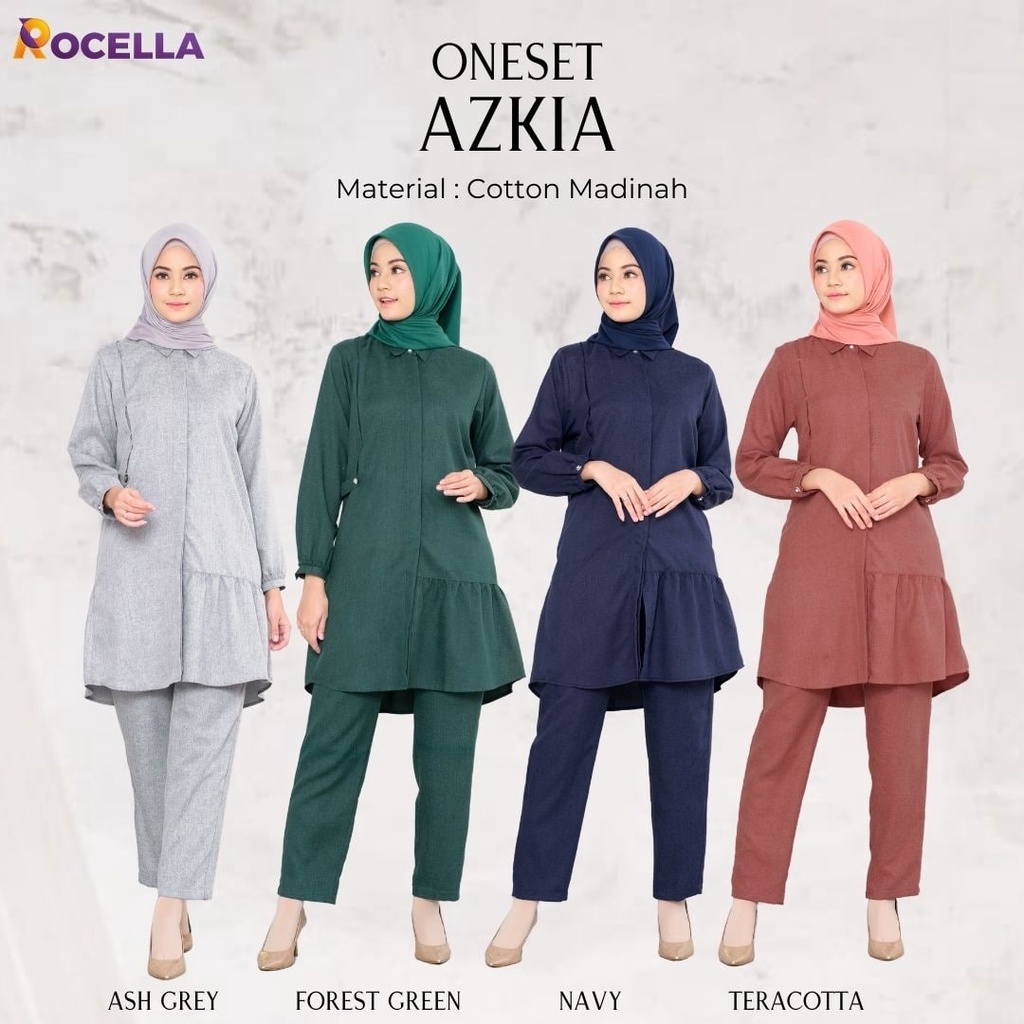 Rocella OneSet Ganiya/Setelan Baju Kantor Wanita Muslimah/baju OneSet Wanita Muslimah Full Varian Wa