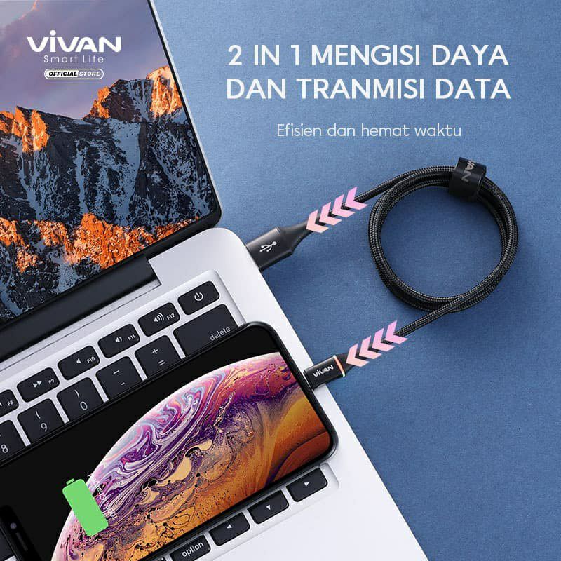 Kabel Data Vivan VDL100 2.4A Kabel Data Lightning iPhone ORIGINAL