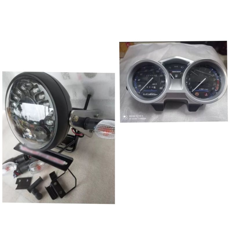 Lampu Depan Vixion Bulat Daymaker Full Set Plus Breket Plus Sen 4 Buah Depan Belakang Plus Spidometer