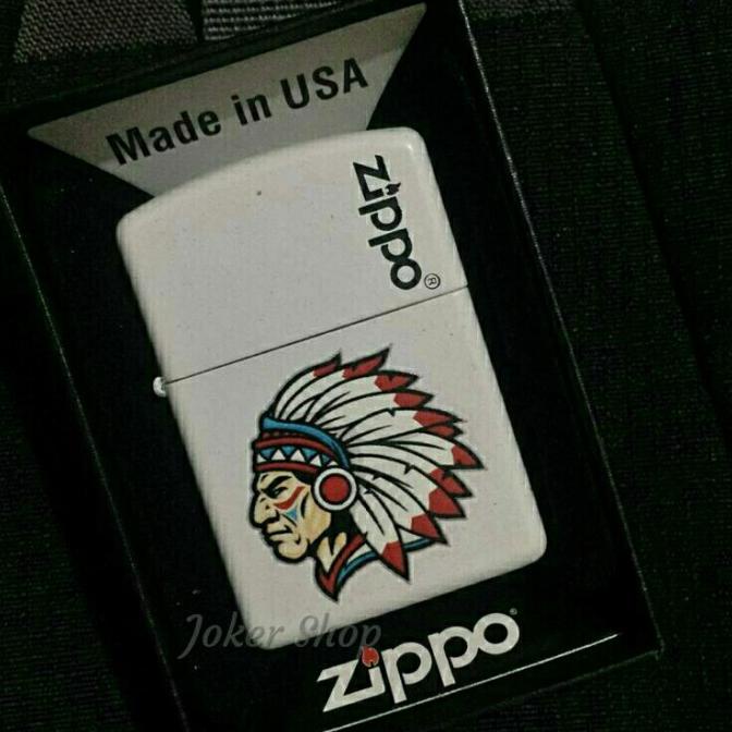 Korek api Zippo Motif INDIAN - Black & White