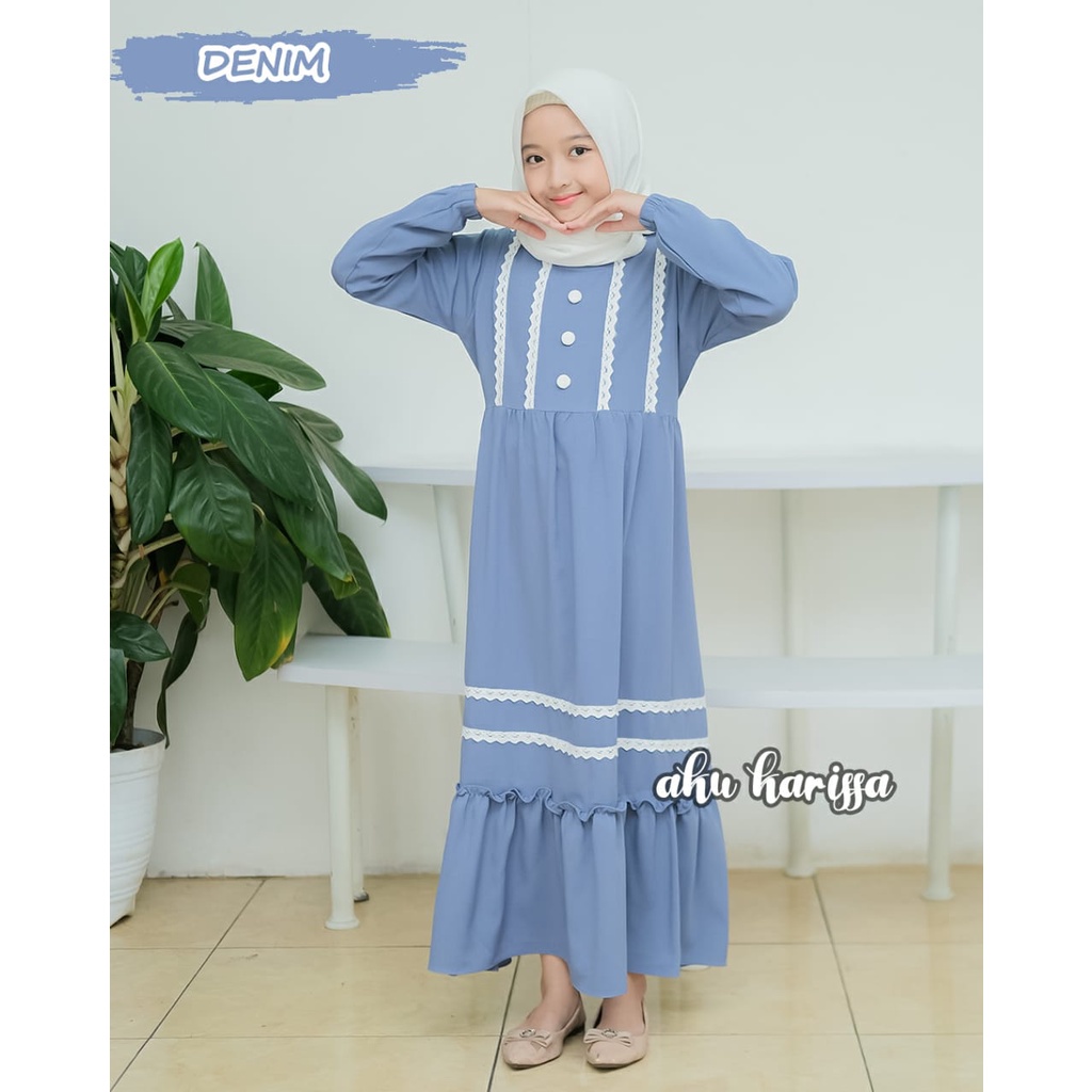 Gamis Anak REYNA DENISA aku karissa kids Itycrepe Kancing BAJU MUSLIM RENDA ADEM BEST SELLER S M L XL