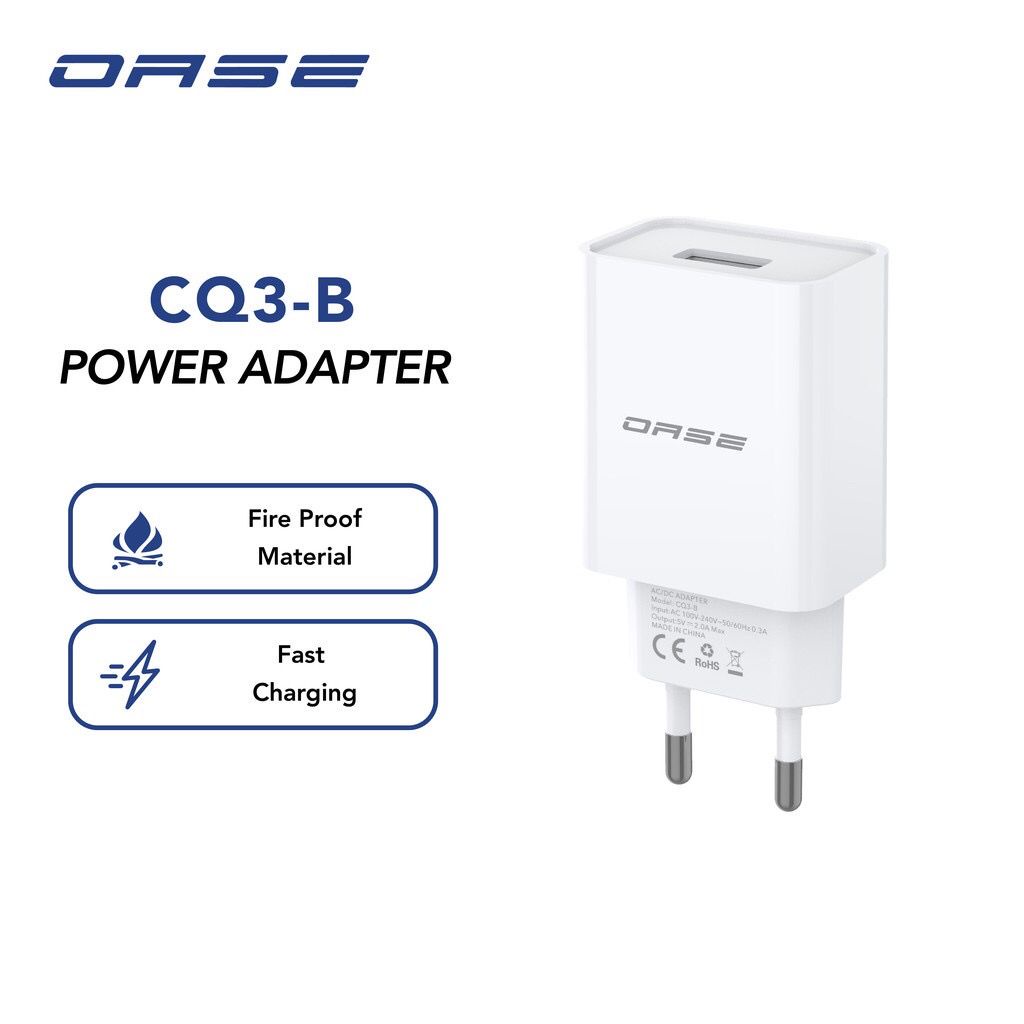 OASE CQ3-B Adaptor Charger Kepala Fast Charging Smart Protection Original Oase