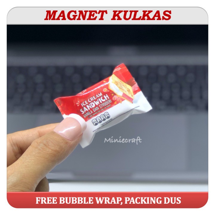 MAGNET TEMPELAN KULKAS MINIATUR ICE CREAM WALLS SANDWICH