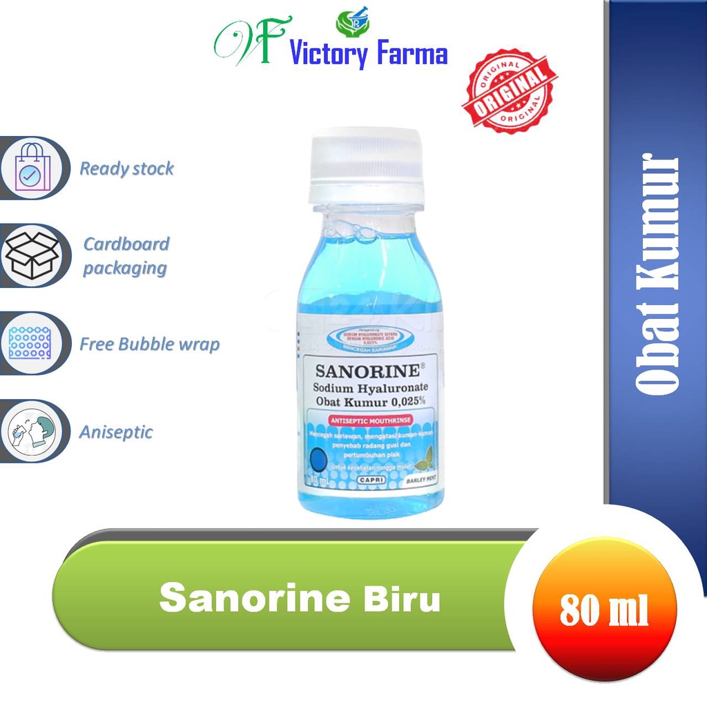 Jual Sanorine Biru Barley Mint 80 Ml Obat Kumur Mencegah Sariawan