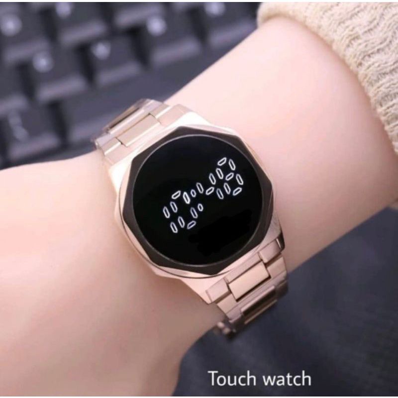 (Grosir)Jam Tangan Cewek FASiL Digital Bulat Touch Scren Strap Rantai/stell (Terima Cod)