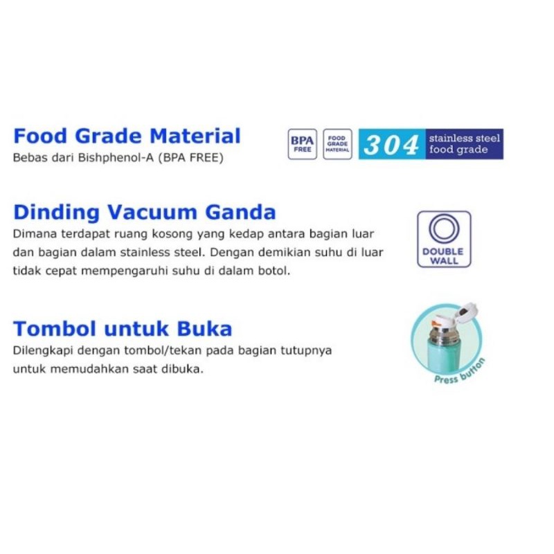 Baby Safe Vacuum Flask 500 ml (TER04) Termos Tahan Panas Dingin Anak