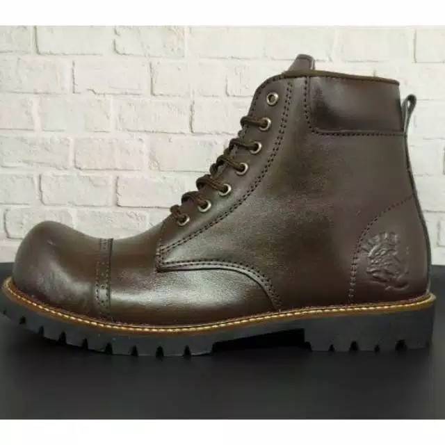  Sepatu  Safety  Boots Pria American Craft Darkbrown 100 Cow 