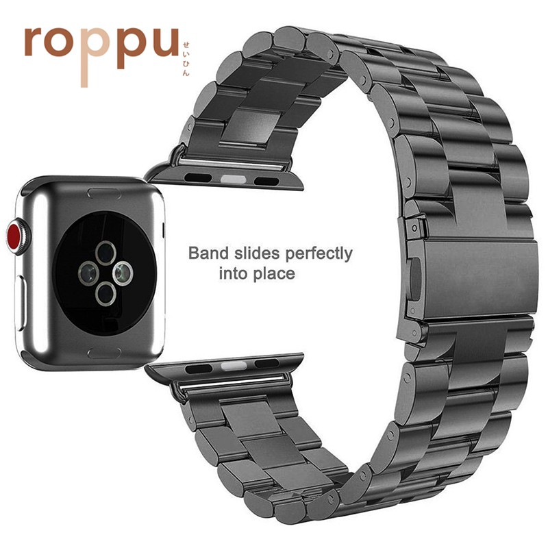 Roppu Stainless Steel Metal Strap for Apple Watch Series 1 2 3 4 (38mm,40mm,42mm,44mm)