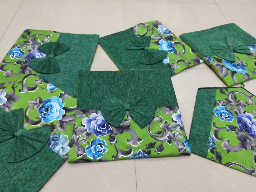 Sarung Bantal Sofa Pita 40x40 Sofa Kusyen Seset 5 Sarung Bantal+1 Taplak Meja