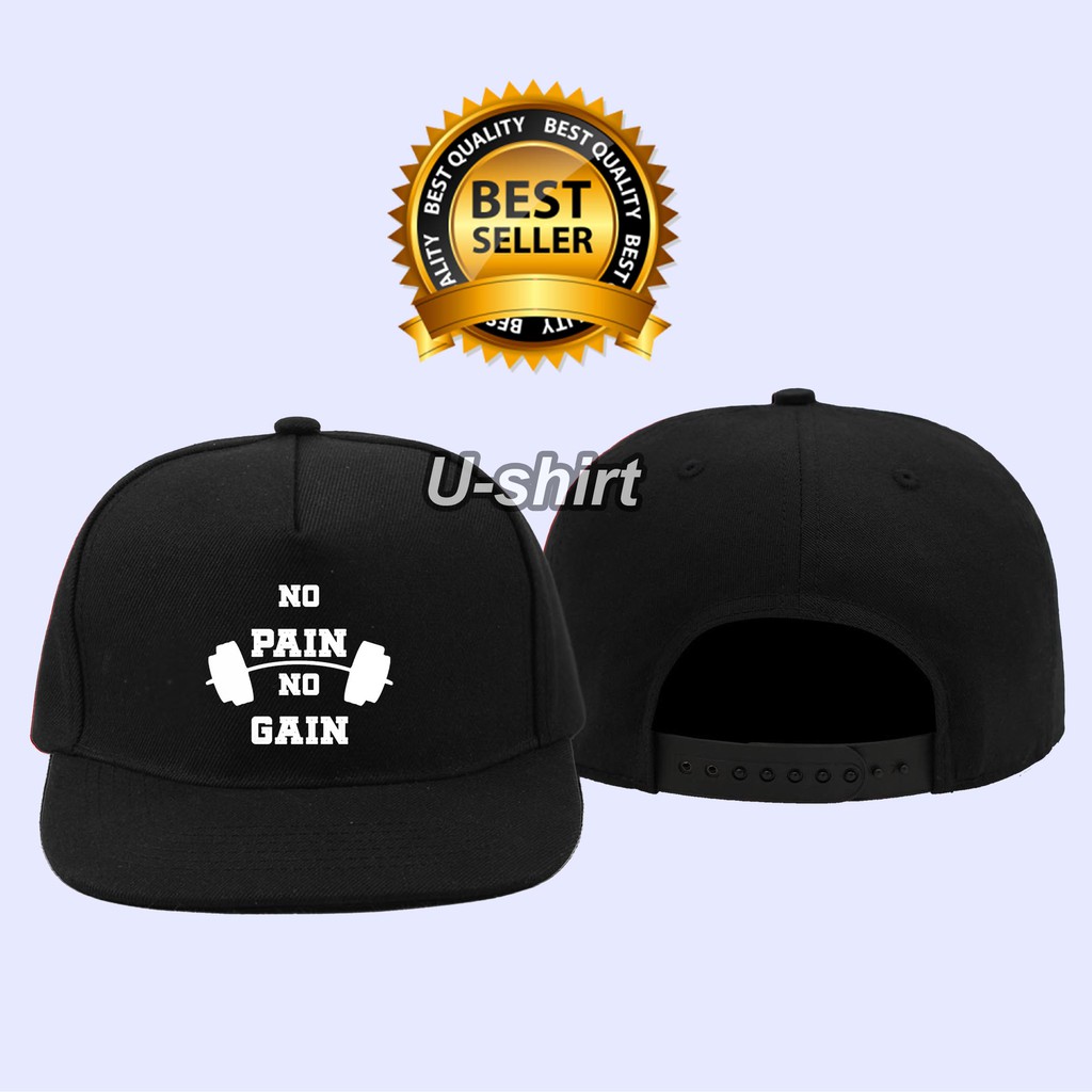 Topi Snapback NO PAIN NO GAIN Simple Elegant keren Pria&Wanita DISTRO U-SHIRT