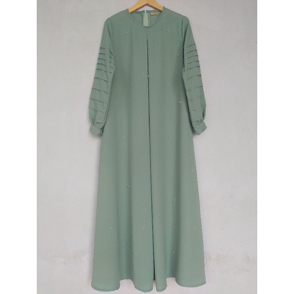 Gamis pesta/gamis custom size/ gamis murah/gamis pesan jahit/gamis kondangan gamis hijau mint/ rumah