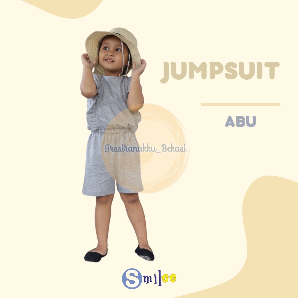 Jumpsuit Anak Smilee Nada Polos Warna Abu Size 1-5Thn