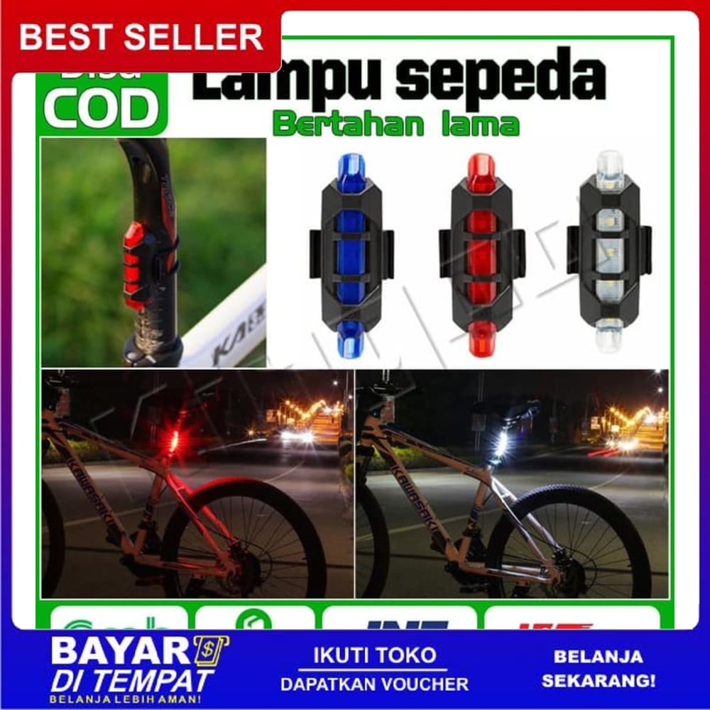 Lampu Belakang Sepeda LED Tail Light Rechargeable Micro USB FF